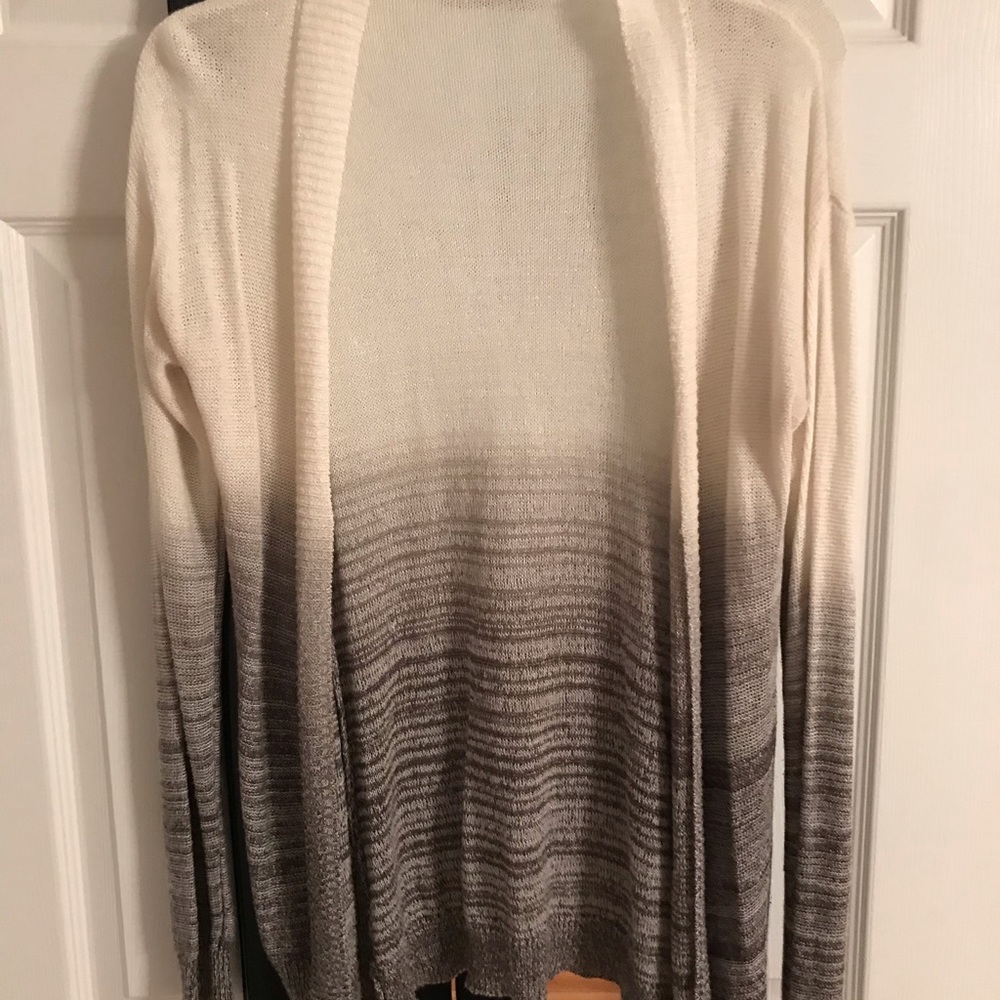 White and grey cardigan